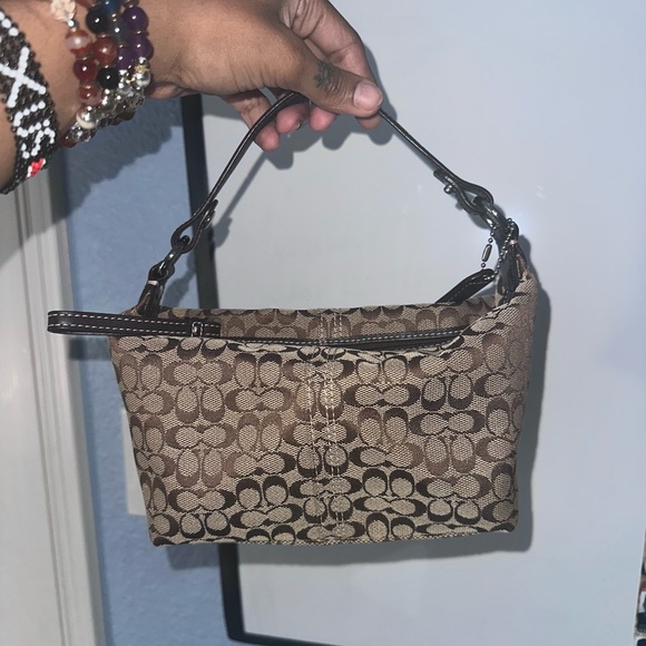 Coach Handbags - Coach Signature Brown & Tan Monogram Demi Shoulder Bag